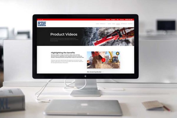 Video Page of Plant Hire Web Design as shown on laptop with external display.